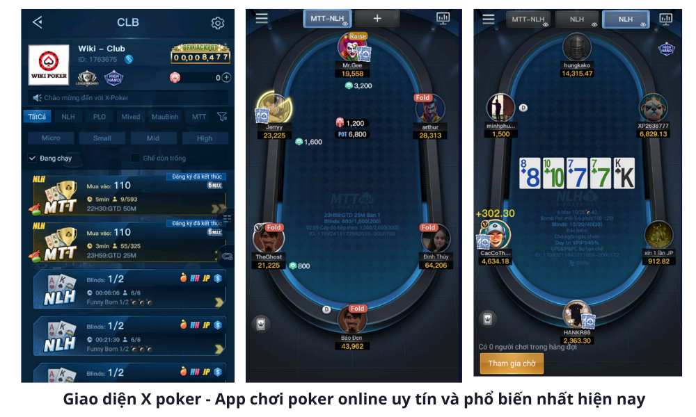 Giao diện X poker - App chơi poker online uy tín và phổ biến nhất hiện nay