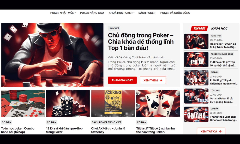 Website tải Wiki Poker có nhiều nội dung dạy Poker chất lượng, miễn phí và phù hợp với đa số người chơi Việt Nam