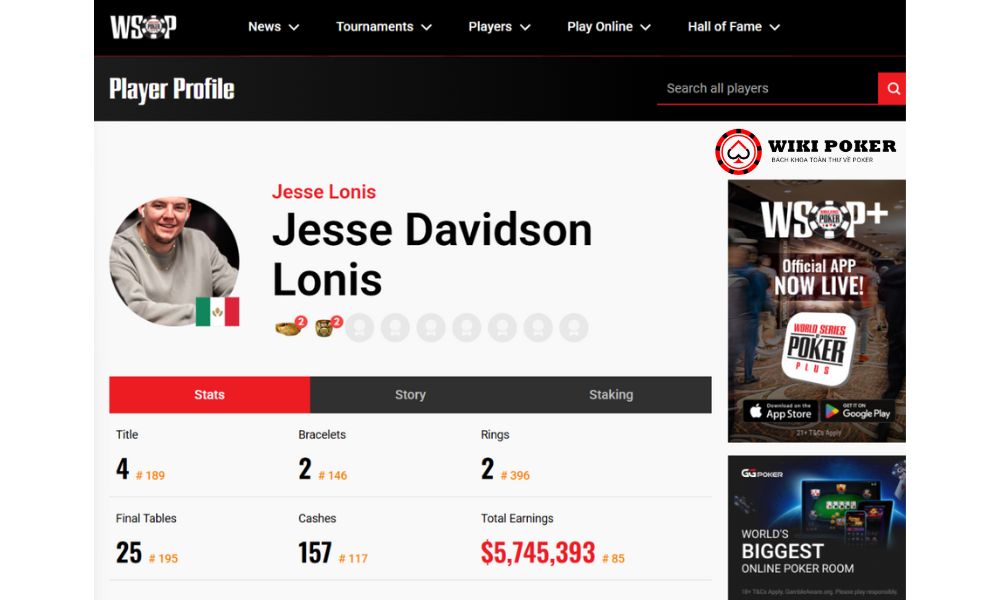 Hồ sơ poker của Jesse Lonis