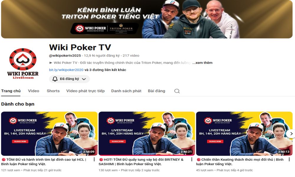 Kênh Youtube bình luận poker tiếng Việt hay nhất - Wiki Poker TV